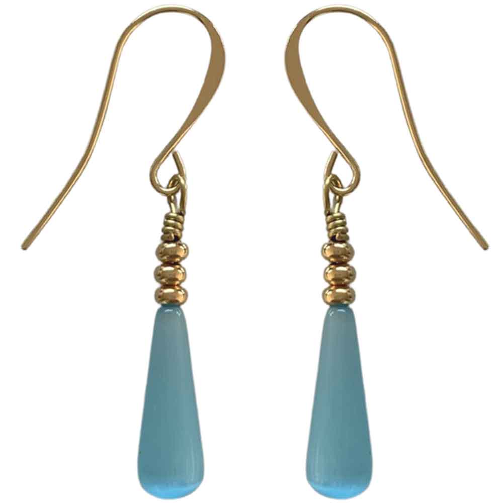 gold drop earrings blue jewellery