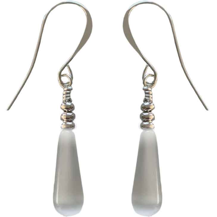 grey drop silver earrings
