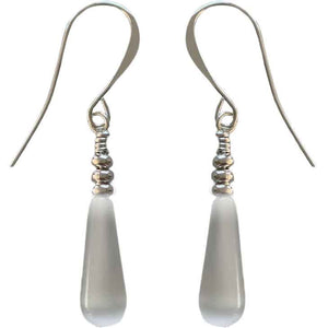 grey drop silver earrings
