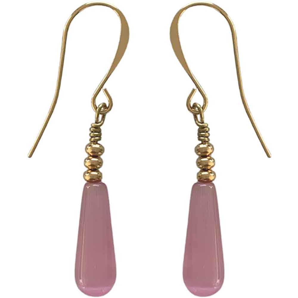 gold drop earrings pink jewellery