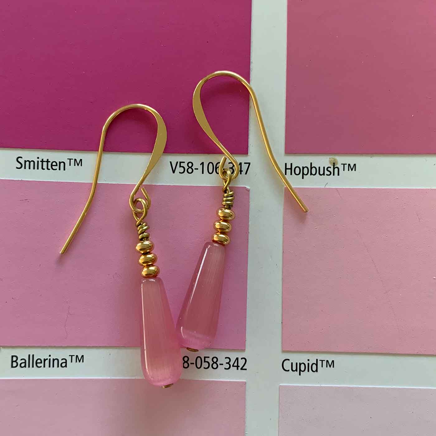 gold drop earrings pink jewellery