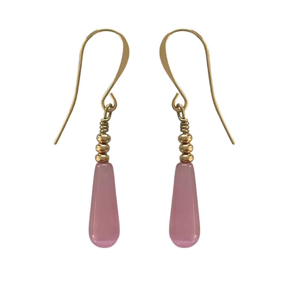 gold drop earrings pink jewellery