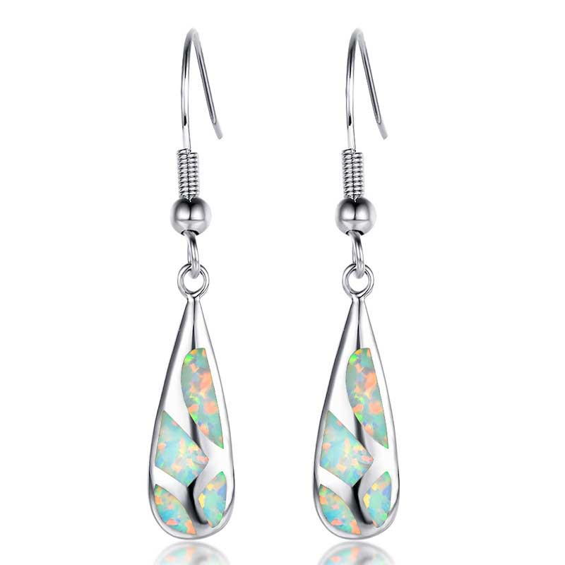 Silver Opal Drop Earrings for women nz