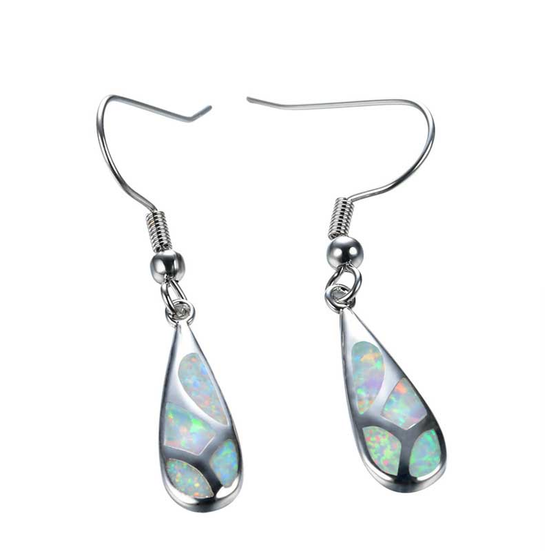 Silver Opal Drop Earrings for women nz