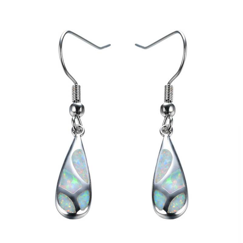 Silver Opal Drop Earrings for women nz