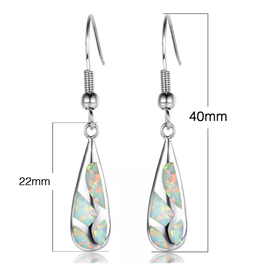 Silver Opal Drop Earrings for women nz