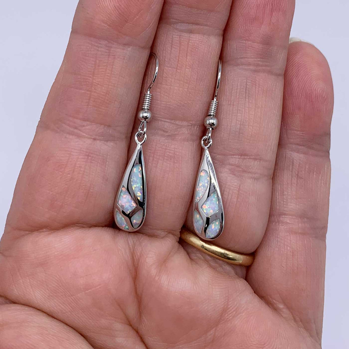 Silver Opal Drop Earrings for women nz