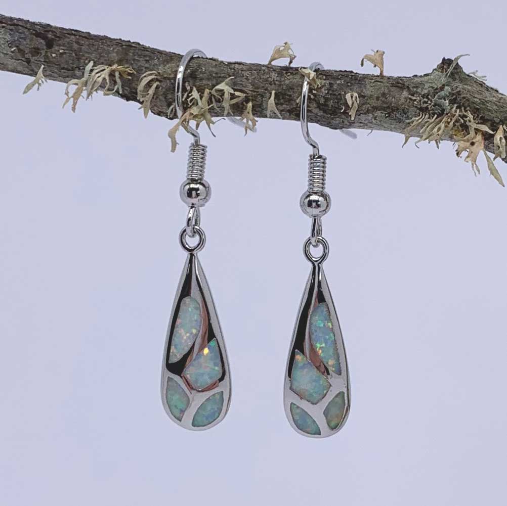 Silver Opal Drop Earrings for women nz