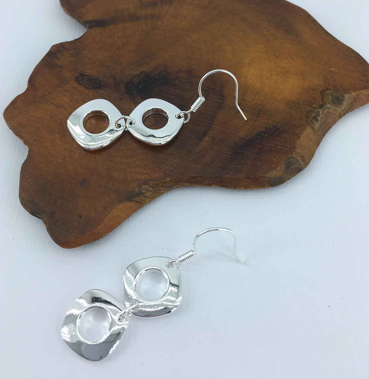 silver dangle drop earrings