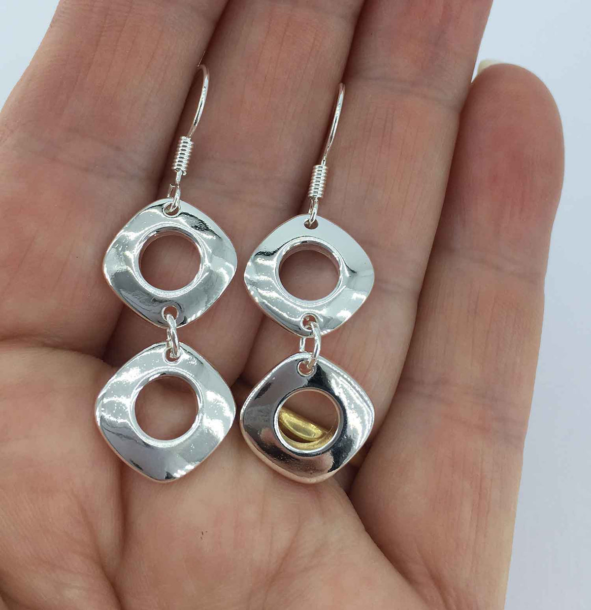 silver dangle drop earrings