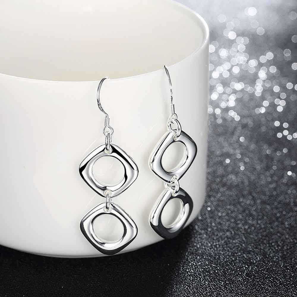 silver dangle drop earrings