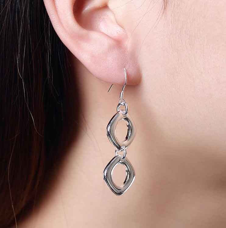 silver dangle drop earrings