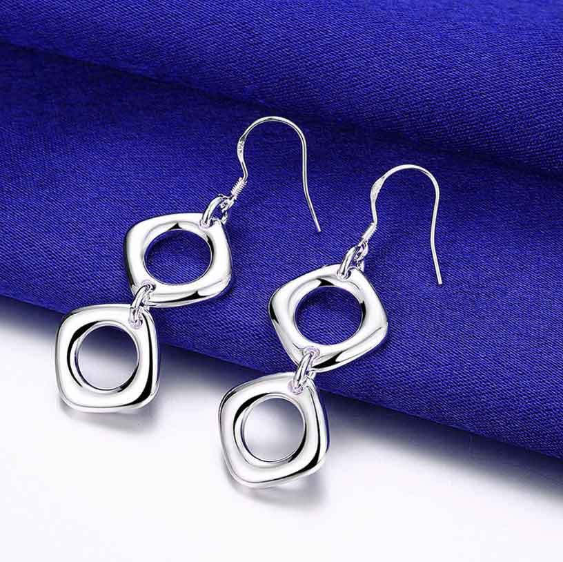 silver dangle drop earrings