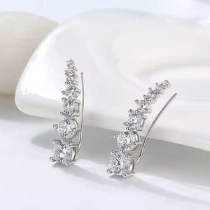 silver cz diamond crawler earring for women bridal