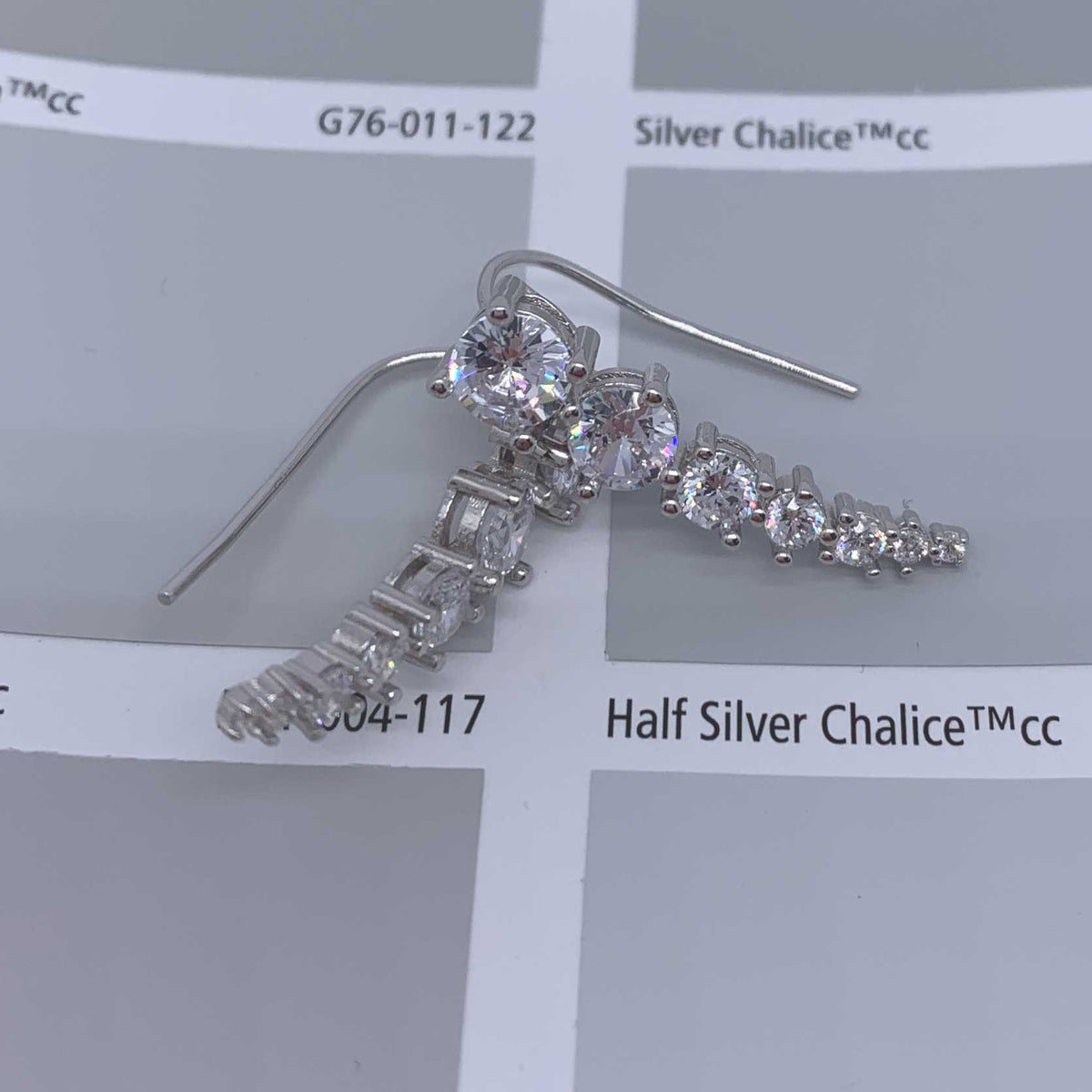 silver cz diamond crawler earring for women bridal