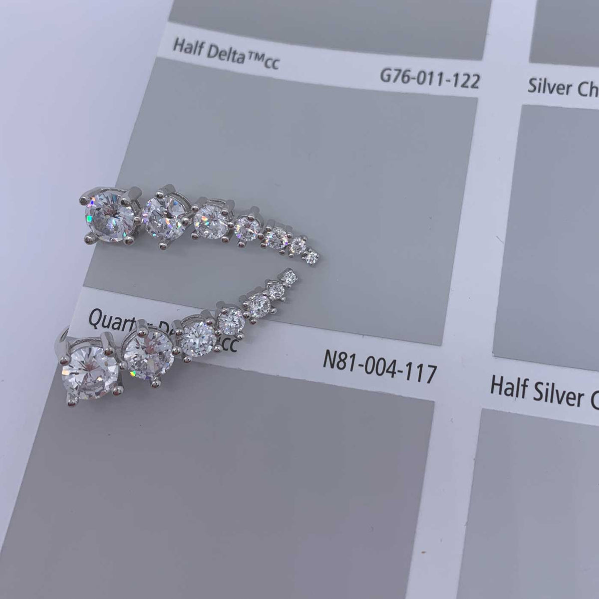 silver cz diamond crawler earring for women bridal