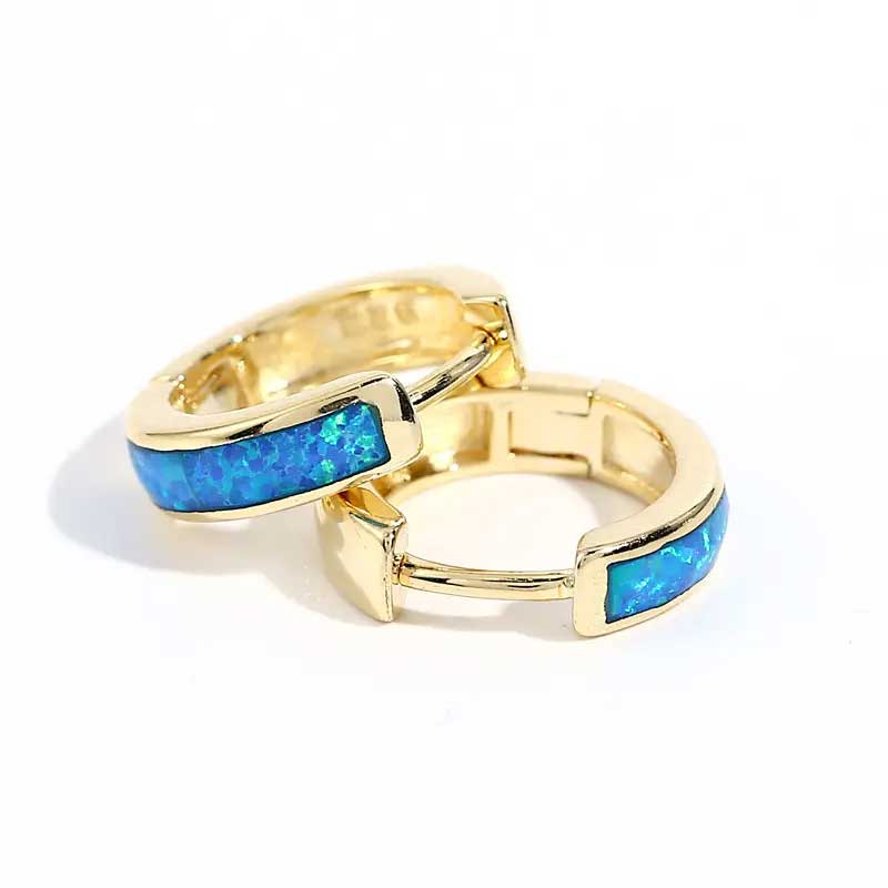 blue gold huggie opal earrings jewellery