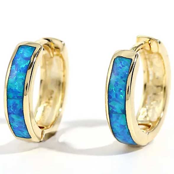 blue gold huggie opal earrings jewellery