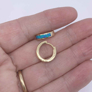 blue gold huggie opal earrings jewellery