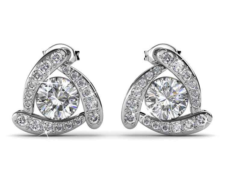 silver swarovski crystal stud earrings 