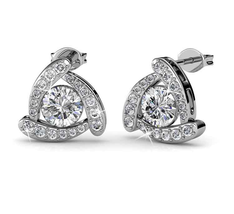 silver swarovski crystal stud earrings 