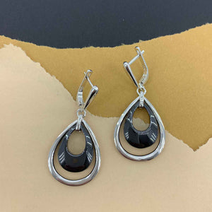 black silver drop huggie earrings jewellery