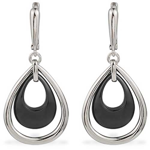black silver drop huggie earrings jewellery