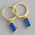 18K Gold CZ Diamond Huggie Earrings "Lucy" (Blue)