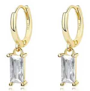 18K Gold CZ Diamond Huggie Earring "Lucy" (Crystal)