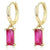 18K Gold CZ Diamond Huggie Earrings "Lucy" (Pink)