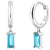 925 Sterling Silver CZ Diamond Huggie Earrings "Lucy" (Aqua)