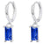 925 Sterling Silver CZ Diamond Huggie Earrings "Lucy" (Blue)