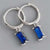 925 Sterling Silver CZ Diamond Huggie Earrings "Lucy" (Blue)