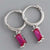 925 Sterling Silver CZ Diamond Huggie Earrings "Lucy" (Pink)
