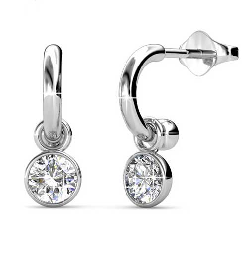 silver dangle crystal earrings for women