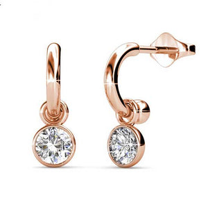 rose gold dangle hoop earrings for women