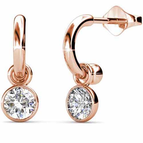 rose gold dangle hoop earrings for women