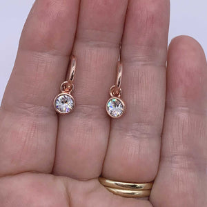 Rose Gold Crystal Dangle Hoop Earrings "Luella"
