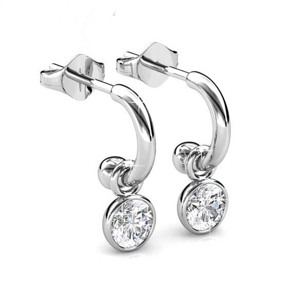 silver dangle crystal earrings for women