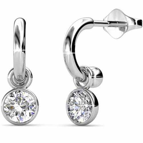 silver dangle crystal earrings for women