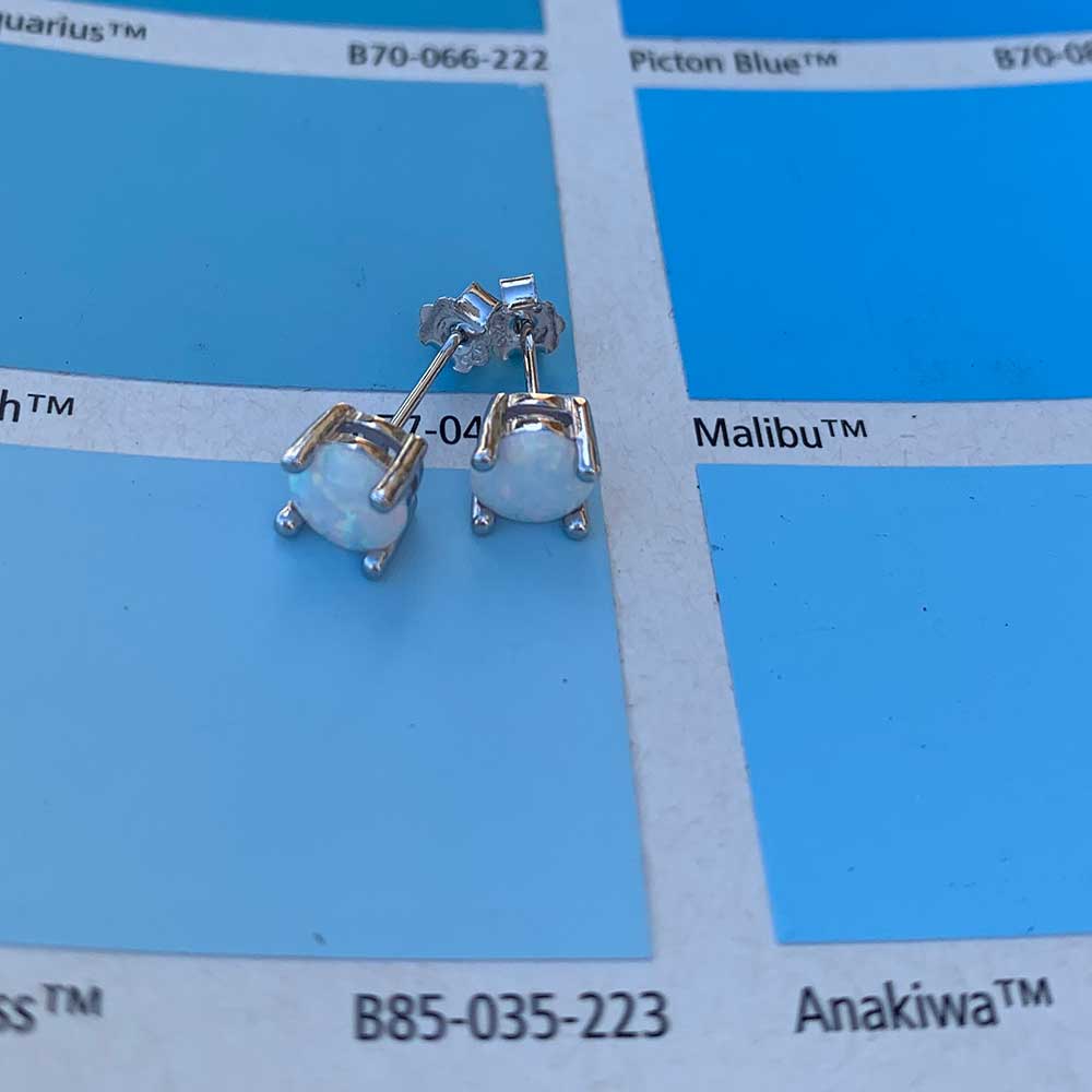 white opal silver stud earrings resene