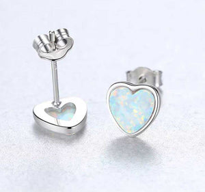opal stud earrings heart jewellery nz