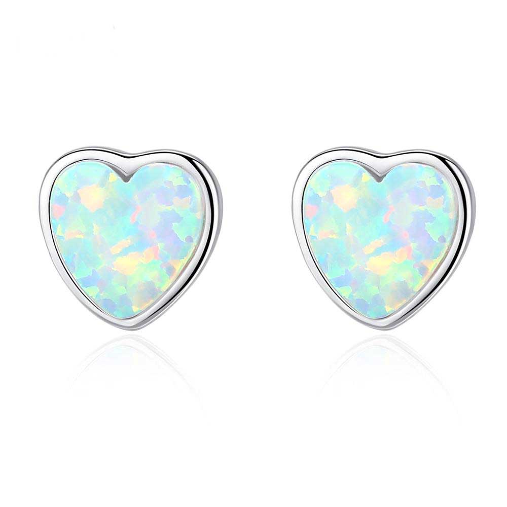 opal stud earrings heart jewellery nz