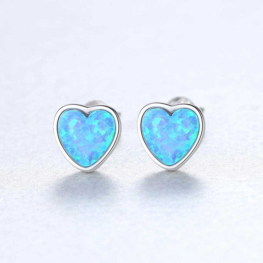 heart opal stud earrings jewellery