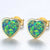 gold heart opal stud earrings