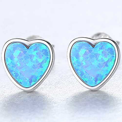 heart opal stud earrings jewellery