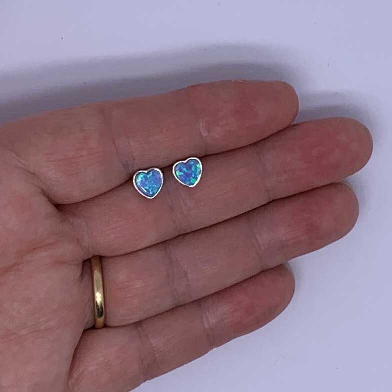 heart opal stud earrings jewellery