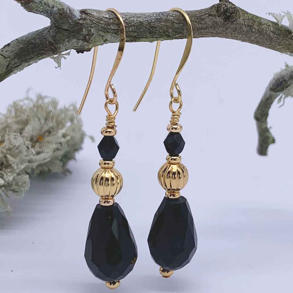black gold drop earrings jewellery nz