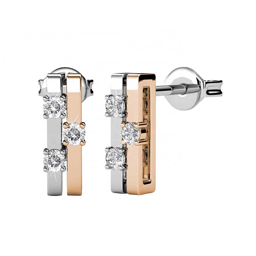rose and white gold stud earrings jewellery
