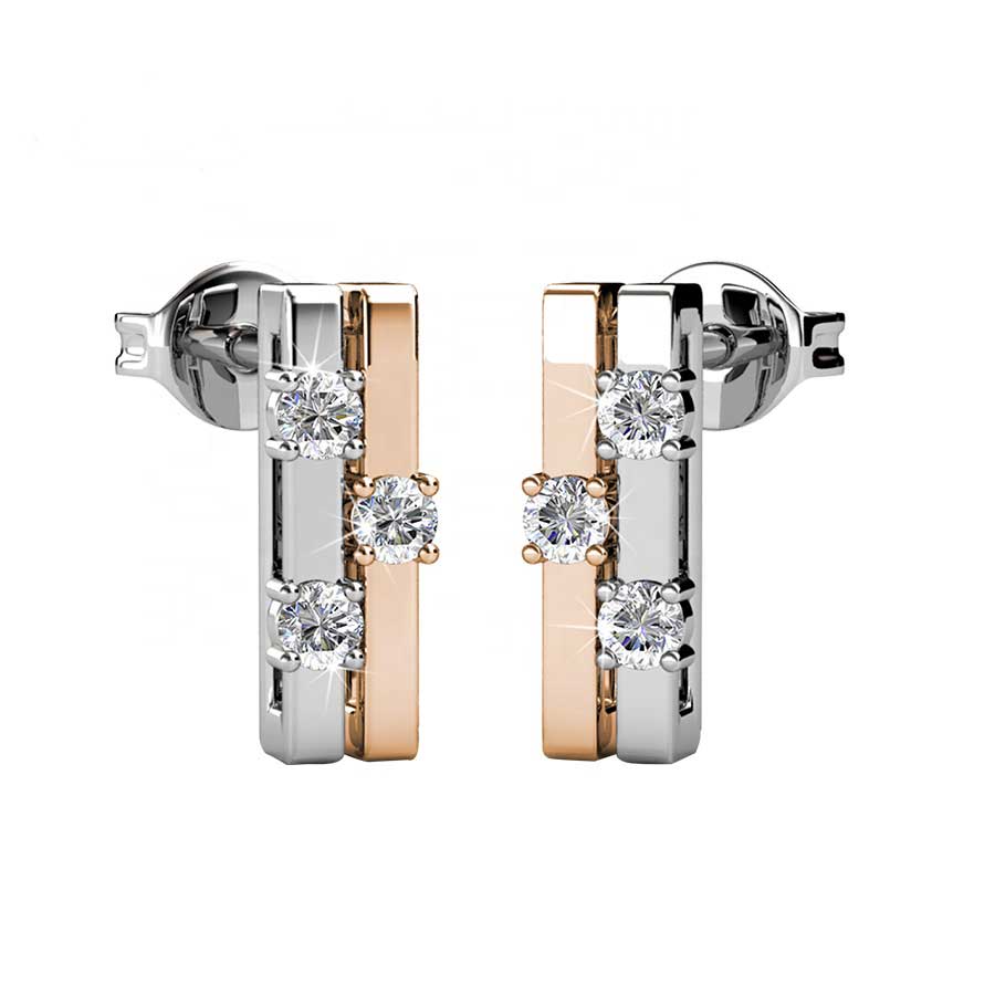 rose and white gold stud earrings jewellery